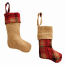 Napa Home Garden, MINI PLAID & BURLAP STOCKINGS ,SET OF 2