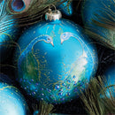 Napa Home Garden, PEACOCK GLASS ORNAMENTS ,SET OF 2 BL/GR,z5061bgr