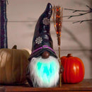 16"H LED Resin statuary, Black Witch Gnome with BlackHhat