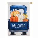 Fall Pumpkin Pickup Truck House Burlap Flag