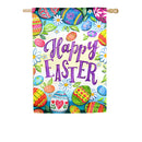 Happy Easter Eggs House Textured Suede Flag