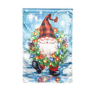 Gnome with a Christmas Wreath House Lustre Flag