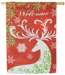 Christmas Deer Silhouette House Sub Suede Flag
