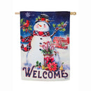 Christmas Barn Snowman House Suede Flag,13s8707