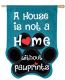 Paw Prints House Burlap Flag