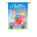Easter Plaid Truck House Burlap Flag