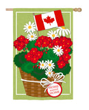 Canadian Patriotic Basket of Flowers House Linen Flag