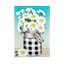 Milk Can with Daisies Burlap Garden Flag