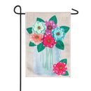 Polka Dot Floral Mason Jar Garden Burlap Flag