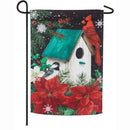 Poinsettia Birdhouse Garden Textured Suede Flag