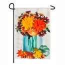 Fall Mums Floral Mason Jar Garden Linen Flag