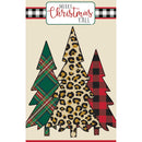 Mixed Print Christmas Trees House Applique Flag