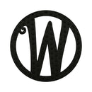 10" Pin-On Black Embossed Felt Monogram Letter W,20072pw