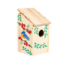 Bluebird Wood Bird House, Bluebird w/Red Flowers