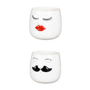8" Ceramic Face Planter with Glazed Features