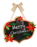 Poinsettia Chalkboard Ornament Burlap Door Decor