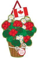 Canadian Patriotic Basket of Flowers Burlap Door Decor