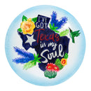 18" Hand Painted Embossed Glass Bird Bath, Texas Soul