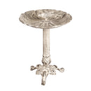 12" Metal White Bird Bath with Perched Bird