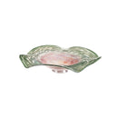 16" Textured Glass Bird Bath, Iridescent Wave,2gb6997