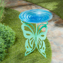 Laser Cut Bird Bath Stand with Glass Embossed Bird Bath Set, Butterfly,2gb7001ecm