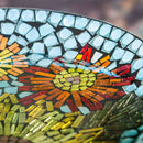 18" Glass Bird Bath, Moasic Translucent and Metallic Finish,2gb7020