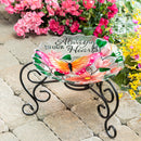 16" Flowers & Butterfly Memorial Bird Bath,2gb7102