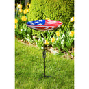18" Glass Bird Bath, American Flag,2gb745