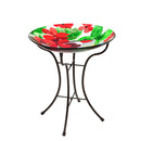 16" Glass Birdbath w/ Stand, Hummingbird
