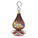 Multi-Color Speckled Glass Hummingbird Feeder with Bronze Gondola