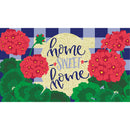 Plaid Patriotic Geraniums Coir Mat