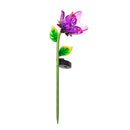 Solar Glass and Metal Flower Plant Picks, Pink & Purple