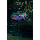 18" Solar Hand Painted Embossed Glass Bird Bath with Stand, Floral Hummingbird,2sp6285