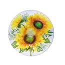 18" Solar Hand Painted Embossed Glass Bird Bath with Stand, Harvest Sunflowers,2sp6286