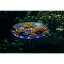18" Solar Hand Painted Embossed Glass Bird Bath with Stand, Harvest Sunflowers,2sp6286