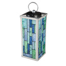 Evergreen Deck & Patio Decor,Solar Blue Stained Glass Finish Lantern
