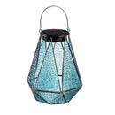 Solar Geometric Glass and Metal Lantern, Navy