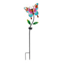 36"H Hand Painted Glass Butterfly Solar Garden Stake