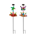 36"H Solar Garden Stake Bird Feeder, Spring Blossom, 2 Asst