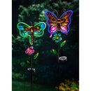 36"H Solar Neon Color Lights Garden Stake, Dragonfly and Butterfly, 2 Asst,2sp7253
