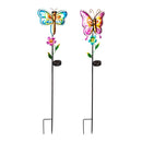 36"H Solar Neon Color Lights Garden Stake, Dragonfly and Butterfly, 2 Asst