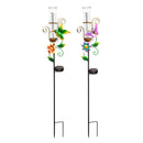 37"H Solar Neon Color Lights Rain Gauge Garden Stake, 2 Asst