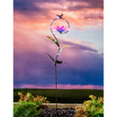 38"H Solar Garden Stake, Flower with Bronze Bird,2sp7268