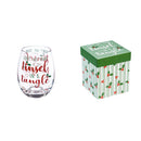 Stemless Wine Glass w/ Box, 17 OZ, Don't Get Your Tinsel In A Tangle