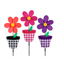 Plaid Flower Pot Pinwheel Spinner, 3 Assorted