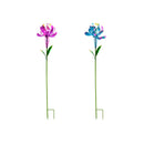 38.5"H Wind Spinner Flower Garden Stake, 2 Asst, Pink and Blue