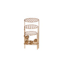 18.25" 3 Tier Collapsible Plant Stand, Honeycomb and Floral with Gold and Verdigris Finish, 8"x10"x18.25"inches