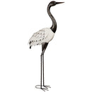 48"H Metal Crane with White Wings Garden Statuary, 16.93"x7.48"x48.03"inches