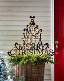 Merry Christmas Wishes Tree Metal Garden Stake,54907