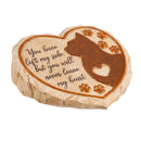 11" Heart Shaped Pet Memorial Garden Stone, Cat Silhouette